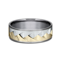The Range Men's Wedding Band in Grey Tantalum, 14K White and Yellow Gold - 7.5mm Width by Ammara Stone