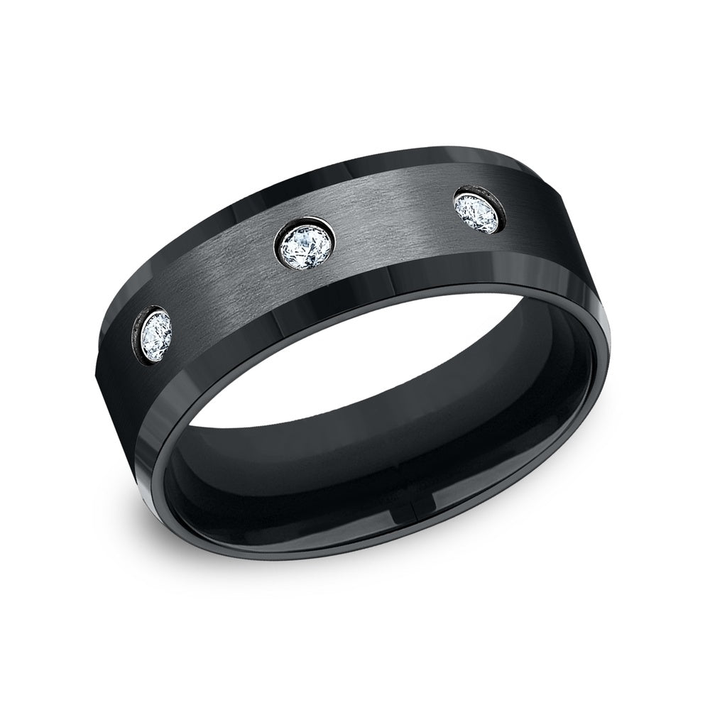The Reagan Men's Wedding Band in Black Cobalt - 8mm Width by Forge