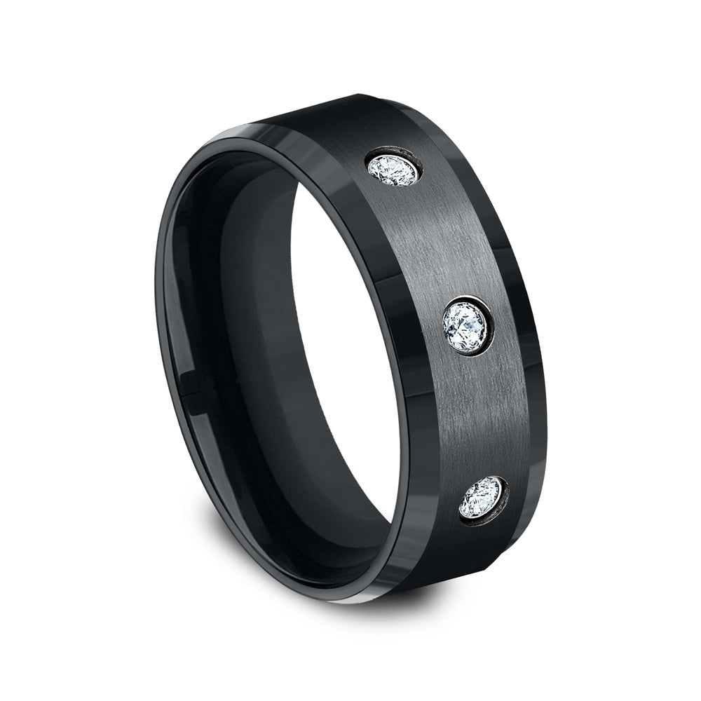 The Reagan Men's Wedding Band in Black Cobalt - 8mm Width by Forge