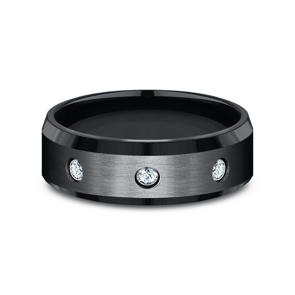 The Reagan Men's Wedding Band in Black Cobalt - 8mm Width by Forge