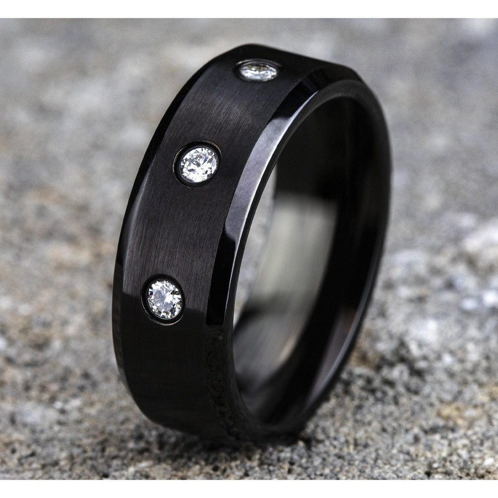 The Reagan Men's Wedding Band in Black Cobalt - 8mm Width by Forge