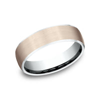 The Realm Men's Wedding Band in 14K White and Rose Gold - 6.5mm Width by Benchmark