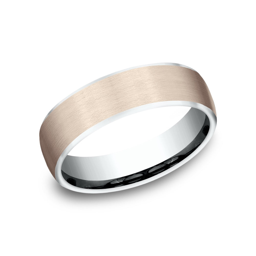 The Realm Men's Wedding Band in 14K White and Rose Gold - 6.5mm Width by Benchmark
