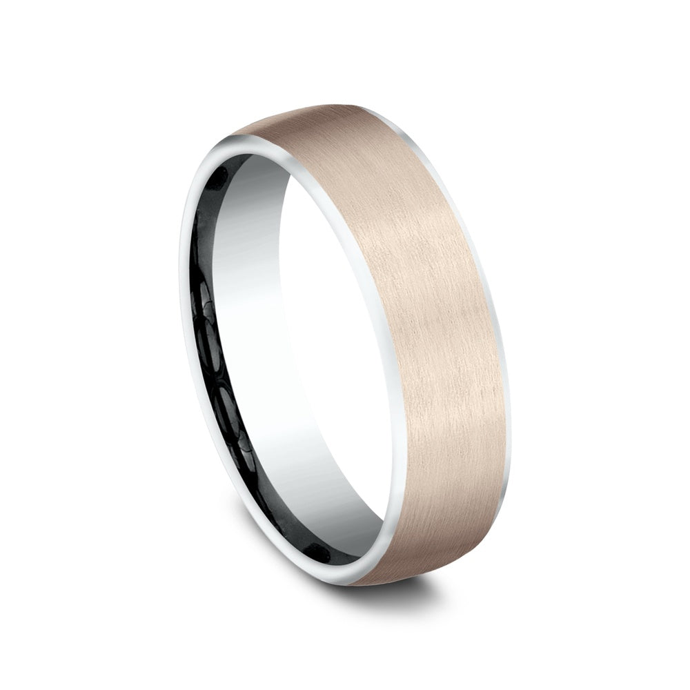 The Realm Men's Wedding Band in 14K White and Rose Gold - 6.5mm Width by Benchmark