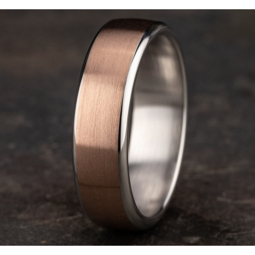The Realm Men's Wedding Band in 14K White and Rose Gold - 6.5mm Width by Benchmark
