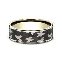 The Rebel Men's Wedding Band in 14K Yellow Gold and Grey Tantalum - 7.5mm Width by Ammara Stone