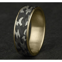 The Rebel Men's Wedding Band in 14K Yellow Gold and Grey Tantalum - 7.5mm Width by Ammara Stone