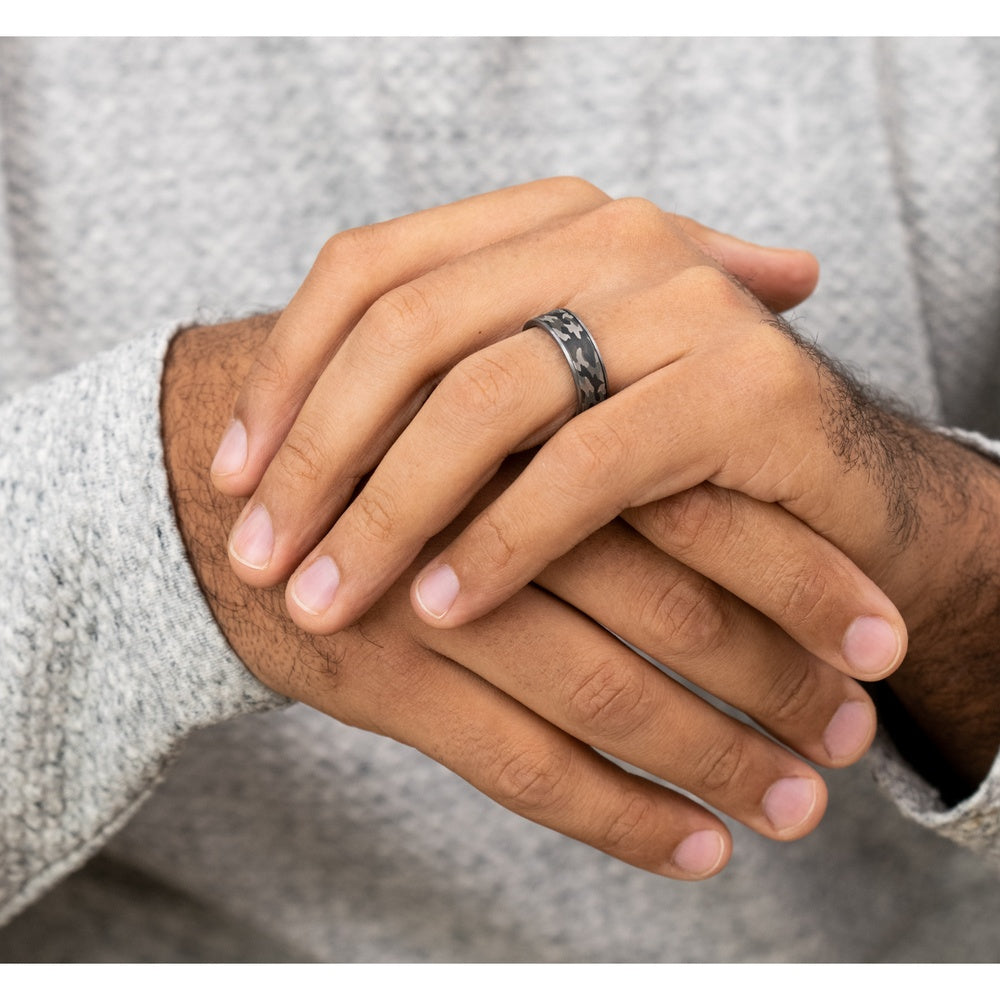The Rebel Men's Wedding Band in Grey and Tantalum - 7.5mm Width by Tantalum