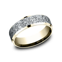 The Regency Men's Wedding Band in 14K Yellow and White Gold - 7mm by Benchmark