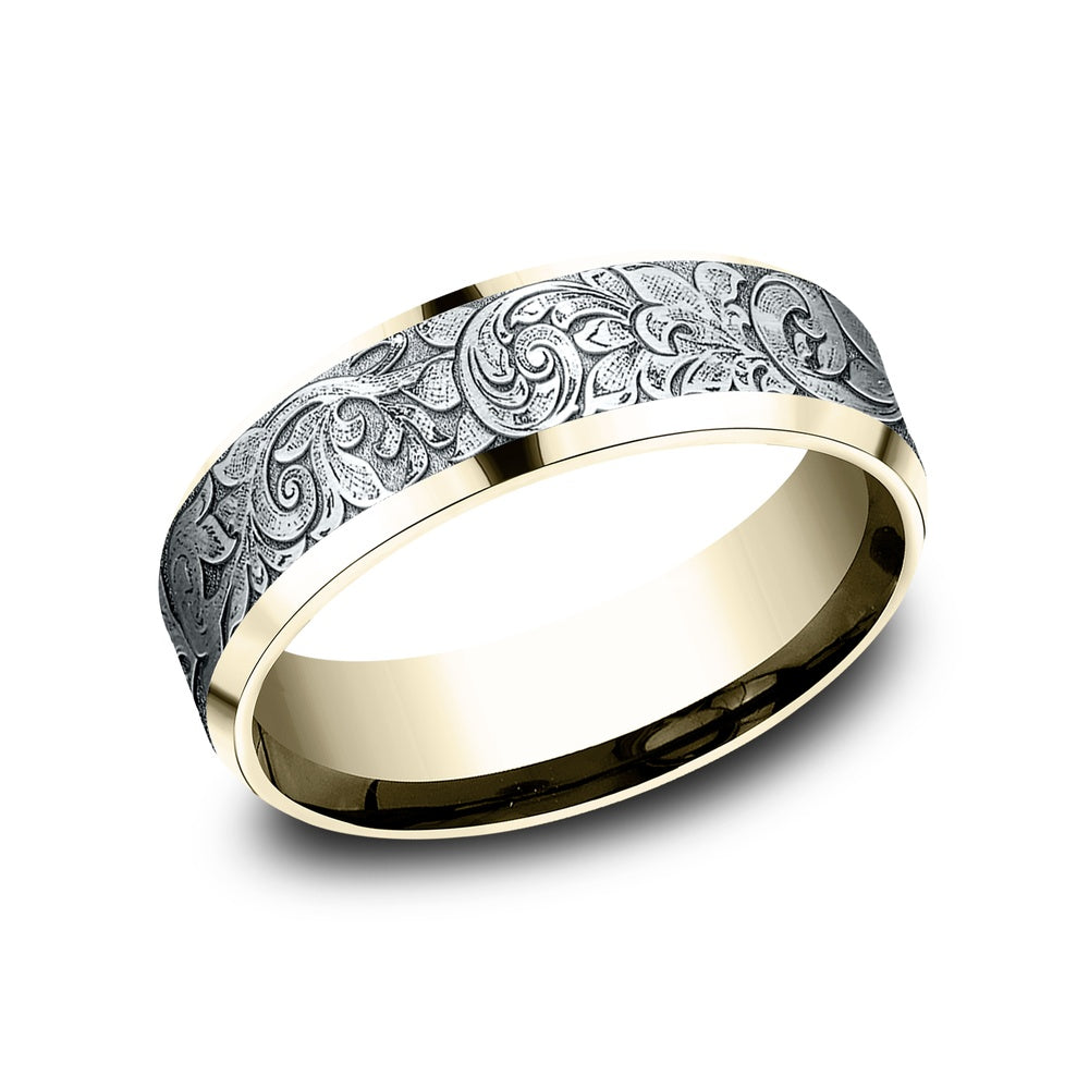 The Regency Men's Wedding Band in 14K Yellow and White Gold - 7mm by Benchmark