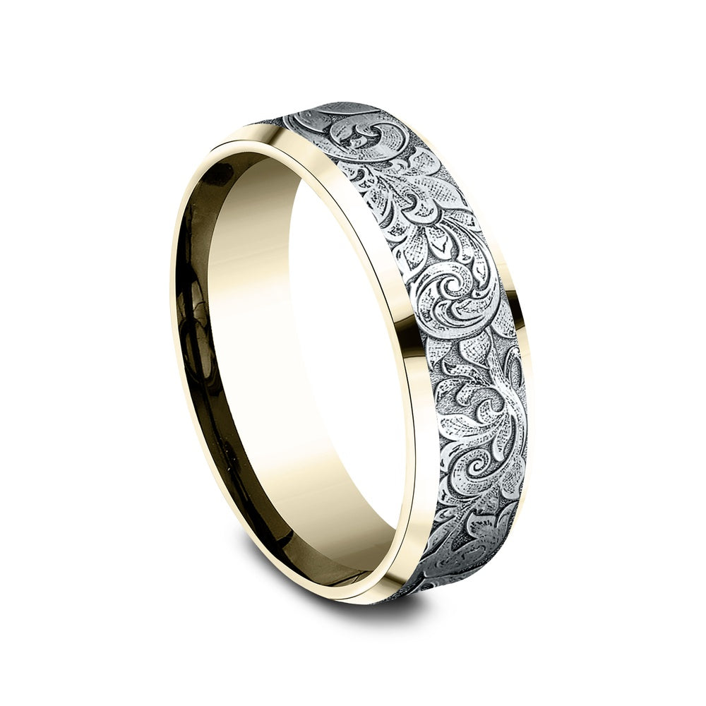 The Regency Men's Wedding Band in 14K Yellow and White Gold - 7mm by Benchmark
