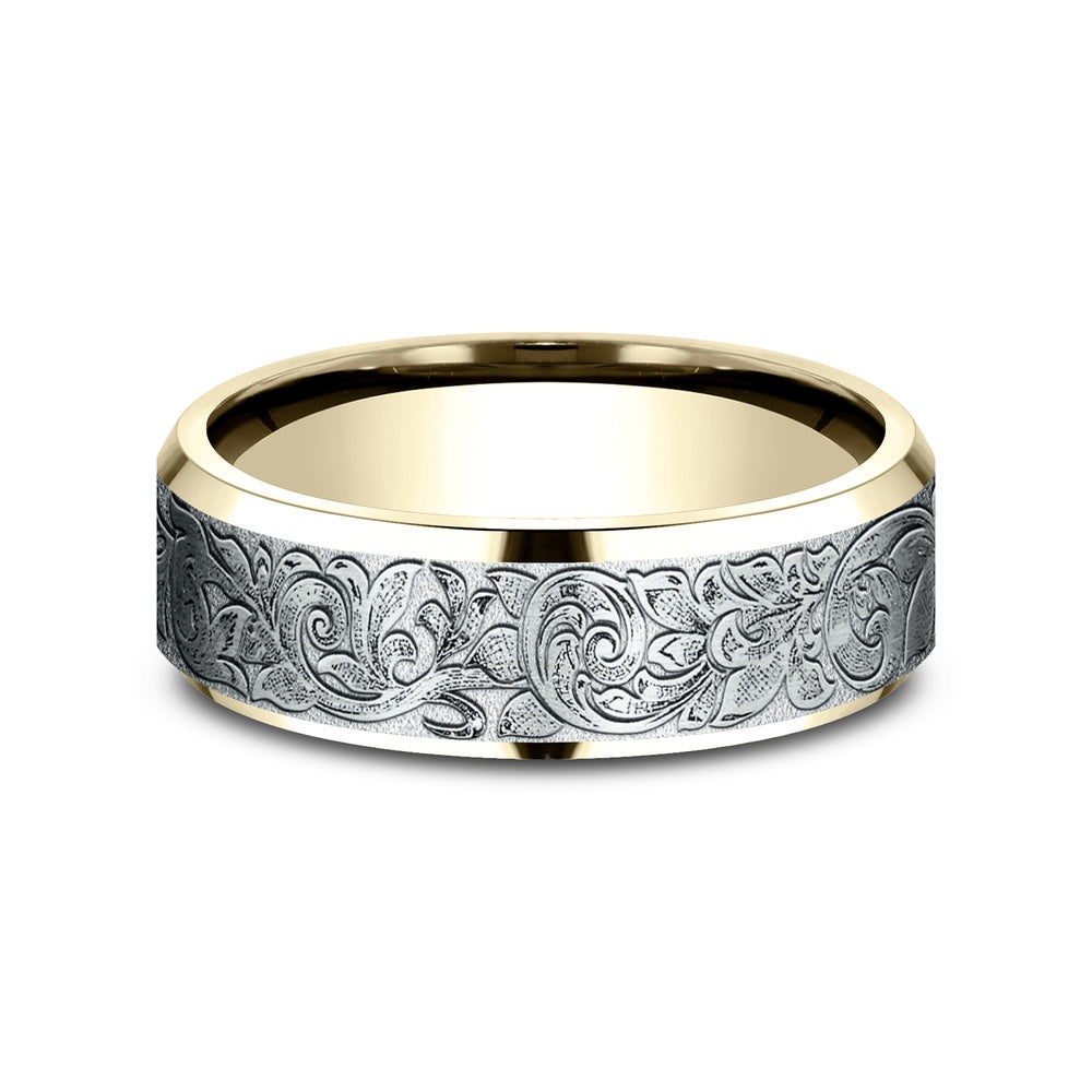 The Regency Men's Wedding Band in 14K Yellow and White Gold - 7mm by Benchmark