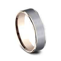 The Rembrandt Men's Wedding Band in 14K Rose Gold and Grey Tantalum - 6.5mm Width by Ammara Stone
