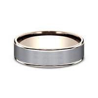 The Rembrandt Men's Wedding Band in 14K Rose Gold and Grey Tantalum - 6.5mm Width by Ammara Stone