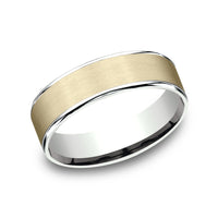 The Rembrandt Men's Wedding Band in 14K White and Yellow Gold - 6.5mm Width by Benchmark