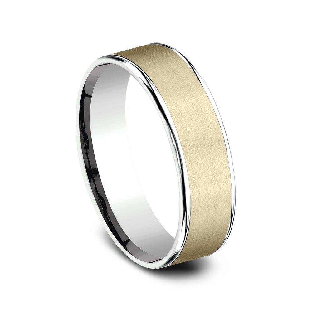 The Rembrandt Men's Wedding Band in 14K White and Yellow Gold - 6.5mm Width by Benchmark