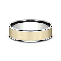 The Rembrandt Men's Wedding Band in 14K White and Yellow Gold - 6.5mm Width by Benchmark