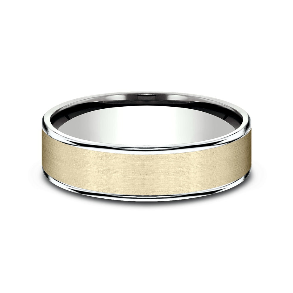 The Rembrandt Men's Wedding Band in 14K White and Yellow Gold - 6.5mm Width by Benchmark