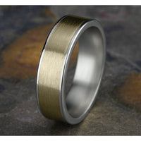 The Rembrandt Men's Wedding Band in 14K White and Yellow Gold - 6.5mm Width by Benchmark