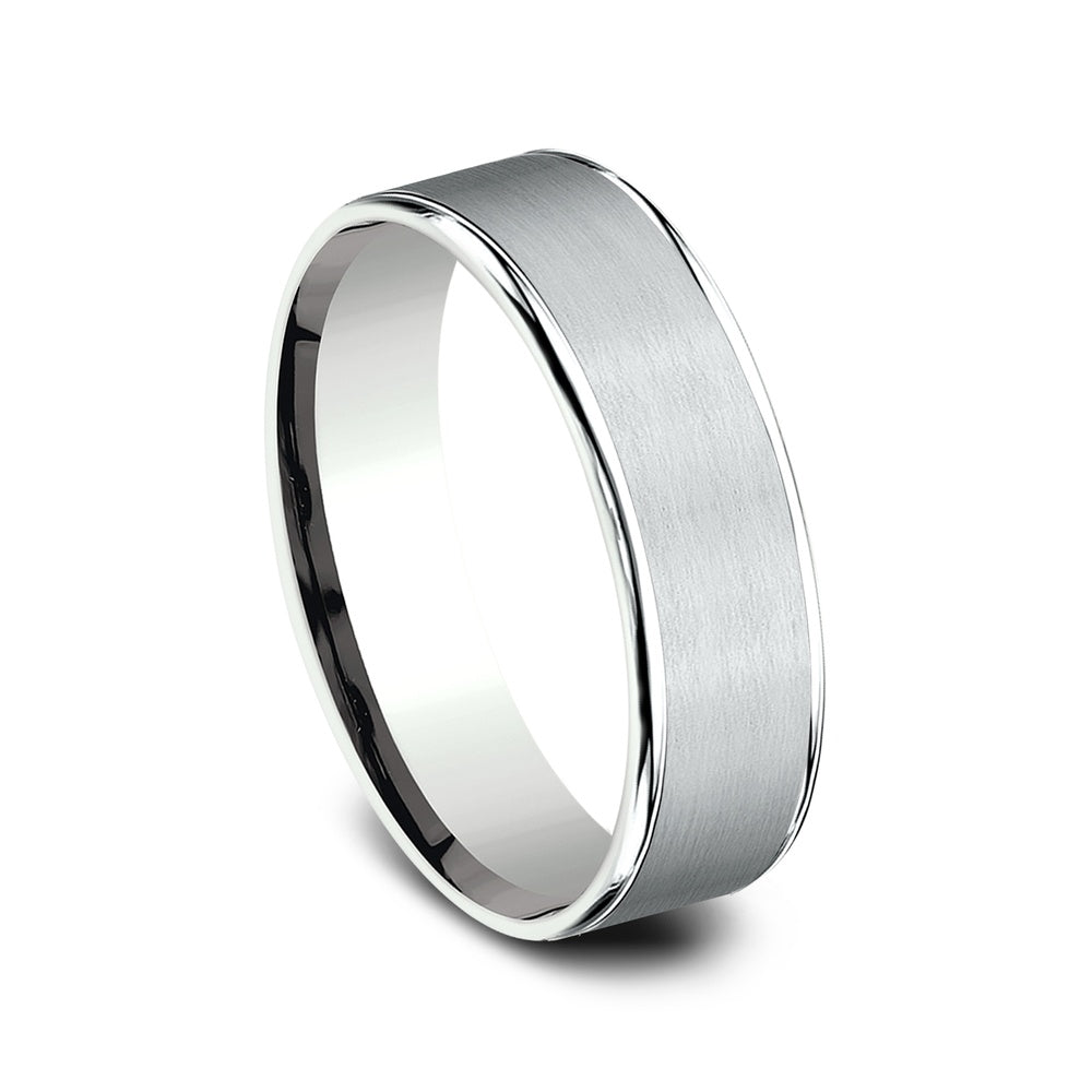 The Rembrandt Men's Wedding Band in 14K White Gold - 6.5mm Width by Benchmark