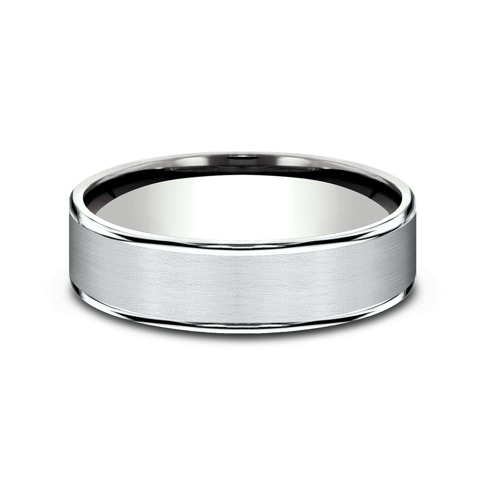The Rembrandt Men's Wedding Band in 14K White Gold - 6.5mm Width by Benchmark