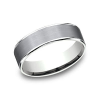 The Rembrandt Men's Wedding Band in 14K White Gold and Grey Tantalum - 6.5mm Width by Ammara Stone