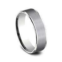 The Rembrandt Men's Wedding Band in 14K White Gold and Grey Tantalum - 6.5mm Width by Ammara Stone