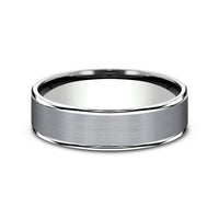The Rembrandt Men's Wedding Band in 14K White Gold and Grey Tantalum - 6.5mm Width by Ammara Stone