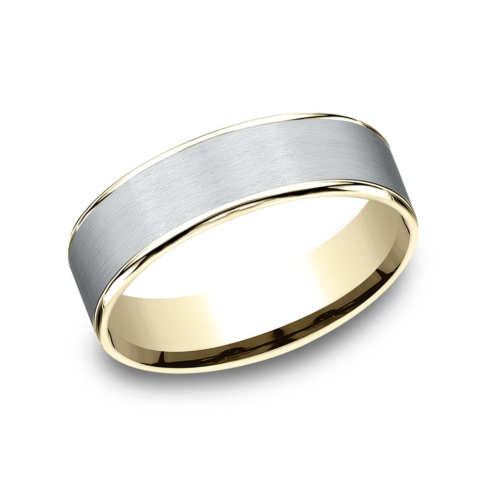The Rembrandt Men's Wedding Band in 14K Yellow and White Gold - 6.5mm Width by Benchmark