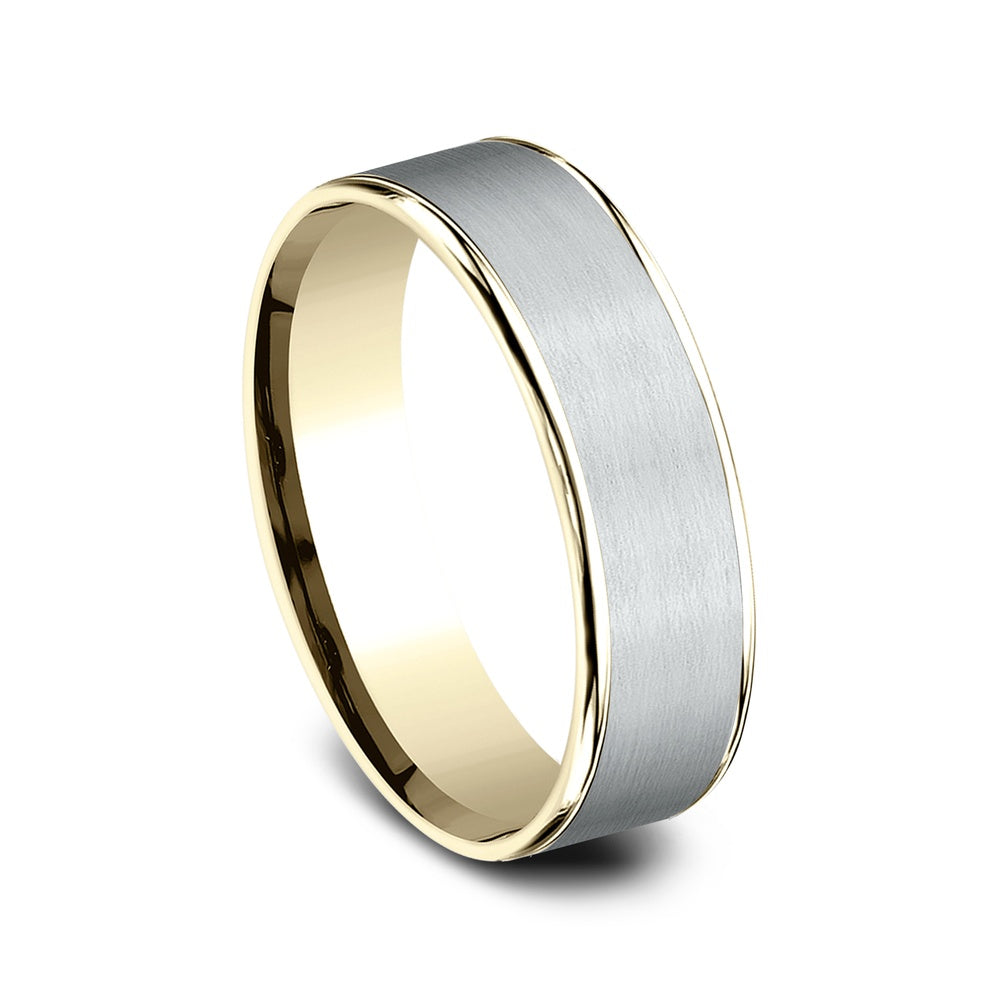 The Rembrandt Men's Wedding Band in 14K Yellow and White Gold - 6.5mm Width by Benchmark