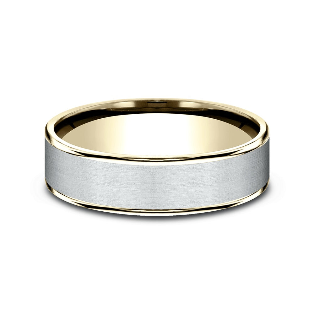 The Rembrandt Men's Wedding Band in 14K Yellow and White Gold - 6.5mm Width by Benchmark