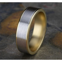 The Rembrandt Men's Wedding Band in 14K Yellow and White Gold - 6.5mm Width by Benchmark