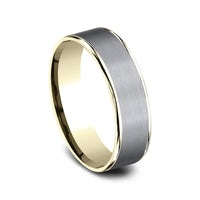 The Rembrandt Men's Wedding Band in 14K Yellow Gold and Grey Tantalum - 6.5mm Width by Ammara Stone
