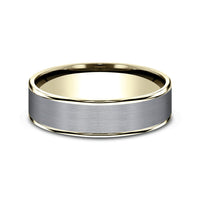 The Rembrandt Men's Wedding Band in 14K Yellow Gold and Grey Tantalum - 6.5mm Width by Ammara Stone