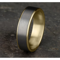 The Rembrandt Men's Wedding Band in 14K Yellow Gold and Grey Tantalum - 6.5mm Width by Ammara Stone