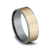 The Rembrandt Men's Wedding Band in Grey Tantalum and 14K Yellow Gold - 7.5mm Width by Ammara Stone