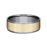 The Rembrandt Men's Wedding Band in Grey Tantalum and 14K Yellow Gold - 7.5mm Width by Ammara Stone