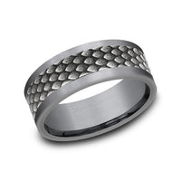 The Rhaegal Men's Wedding Band in Grey Tantalum and 14K White  Gold - 8mm Width by Ammara Stone
