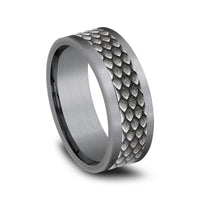 The Rhaegal Men's Wedding Band in Grey Tantalum and 14K White  Gold - 8mm Width by Ammara Stone