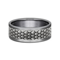 The Rhaegal Men's Wedding Band in Grey Tantalum and 14K White  Gold - 8mm Width by Ammara Stone