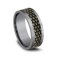 The Rhaegal Men's Wedding Band in Grey Tantalum and Bronze - 8mm Width by Tantalum