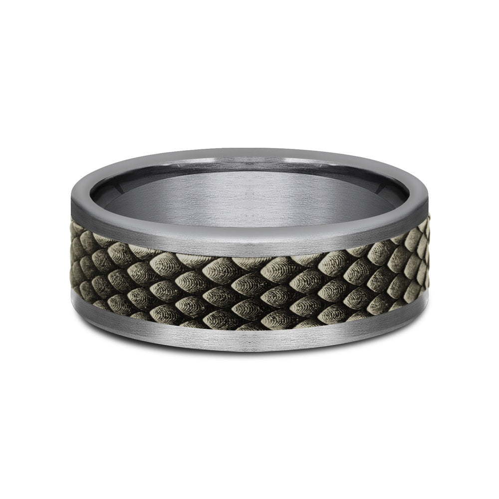 The Rhaegal Men's Wedding Band in Grey Tantalum and Bronze - 8mm Width by Tantalum