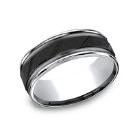 The Ridge Men's Wedding Band in Black and White Cobalt - 8mm Width by Forge
