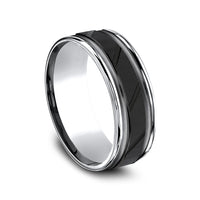 The Ridge Men's Wedding Band in Black and White Cobalt - 8mm Width by Forge