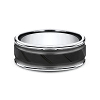 The Ridge Men's Wedding Band in Black and White Cobalt - 8mm Width by Forge