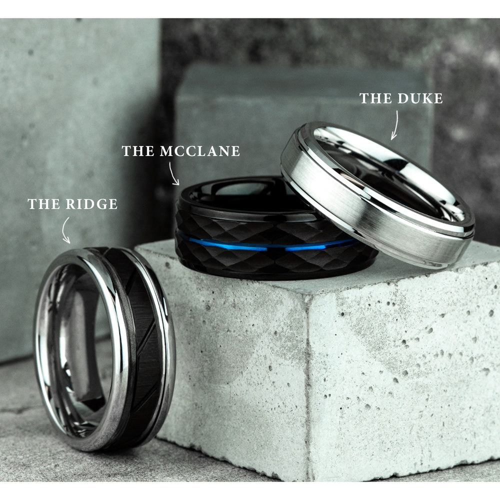 The Ridge Men's Wedding Band in Black and White Cobalt - 8mm Width by ...