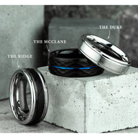 The Ridge Men's Wedding Band in Black and White Cobalt - 8mm Width by Forge