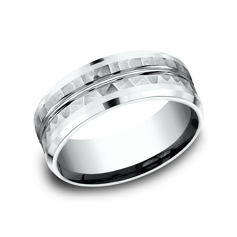 The Ridley Men's Wedding Band in 14K White Gold - 8mm Width by Benchmark