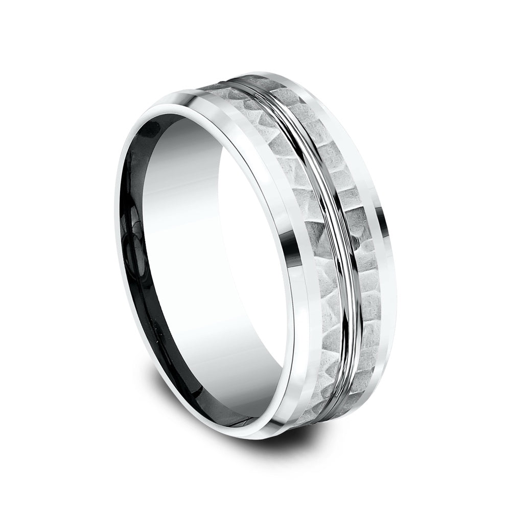 The Ridley Men's Wedding Band in 14K White Gold - 8mm Width by Benchmark
