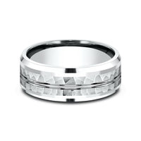 The Ridley Men's Wedding Band in 14K White Gold - 8mm Width by Benchmark